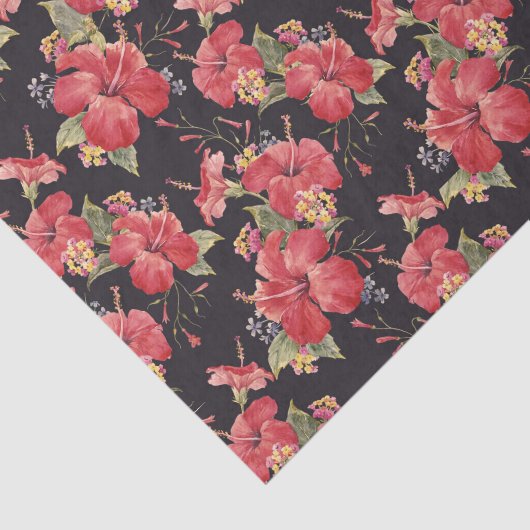 Botanische Waterverf Hibiscus en Lantana Tissuepapier (Detail)