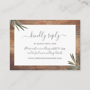 Botanische Waterverf Hout Wedding Website RSVP Informatiekaartje