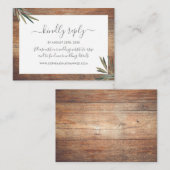 Botanische Waterverf Hout Wedding Website RSVP Informatiekaartje (Voorkant / Achterkant)