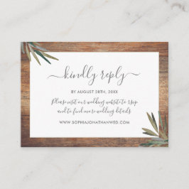 Botanische Waterverf Hout Wedding Website RSVP Informatiekaartje