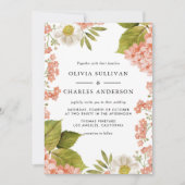 Botanische Waterverf Hydrangea en Anemone Wedding Kaart (Voorkant)