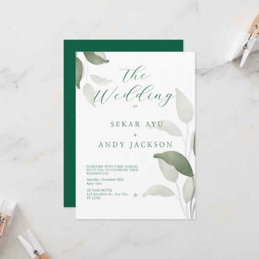 botanische waterverf kaart (Voorkant / Achterkant in situ)