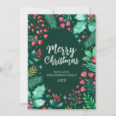 Botanische Waterverf Kerst Flat Vakantie Kaart (Voorkant)