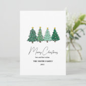 Botanische Waterverf Kerstboom vakantie Kaart (Staand voorkant)
