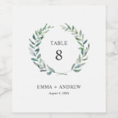 Botanische Waterverf krans foliage tabel nummer Wijn Etiket (Enkel label)