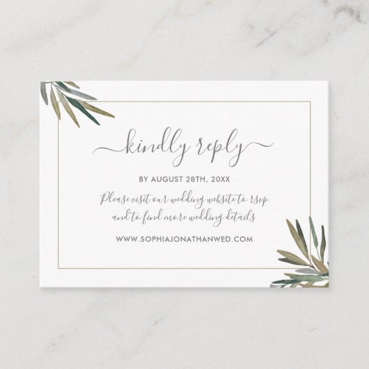 Botanische Waterverf Kruid bruiloft website RSVP Informatiekaartje (Voorkant)