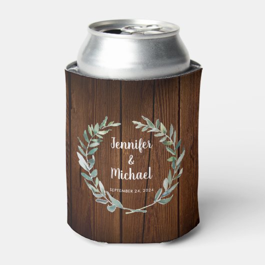 Botanische waterverf laat bruinbruidbruinbruiloft  blikjeskoeler (Blikje Voorkant)