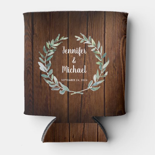 Botanische waterverf laat bruinbruidbruinbruiloft  blikjeskoeler (Voorkant)