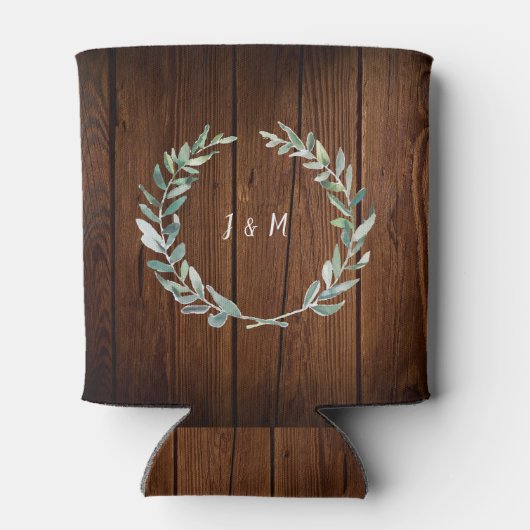 Botanische waterverf laat bruinbruidbruinbruiloft  blikjeskoeler (Achterkant)