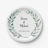 Botanische waterverf laat bruinbruidbruinbruiloft papieren bordje (Voorkant)