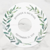 Botanische waterverf laat bruinbruidbruinbruiloft  wijnglaslabel (Voorkant)