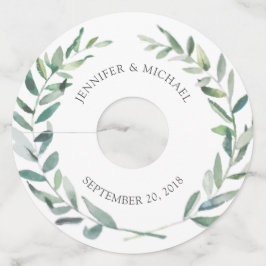 Botanische waterverf laat bruinbruidbruinbruiloft  wijnglaslabel