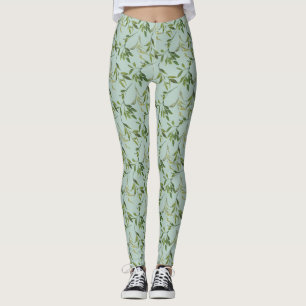 Botanische Waterverf Leaf All-Over Print Leggings
