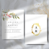 Botanische Waterverf Leaf Wedding Kaart