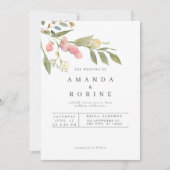 Botanische Waterverf Leaf Wedding Kaart (Voorkant)