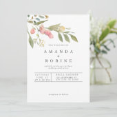 Botanische Waterverf Leaf Wedding Kaart (Staand voorkant)