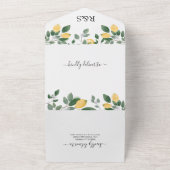 Botanische Waterverf Lemon en Greenery Wedding All In One Uitnodiging (Buitenkant)