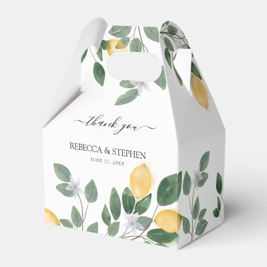 Botanische Waterverf Lemon en Greenery Wedding Bedankdoosjes (Achterkant)