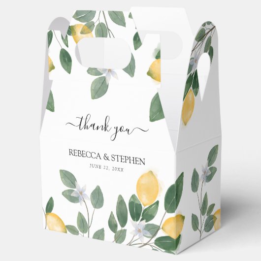 Botanische Waterverf Lemon en Greenery Wedding Bedankdoosjes (Geopend)