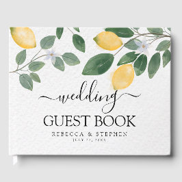 Botanische Waterverf Lemon en Greenery Wedding Gastenboek