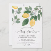 Botanische Waterverf Lemon en Greenery Wedding Kaart (Voorkant)