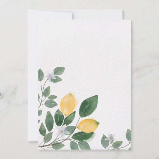 Botanische Waterverf Lemon en Greenery Wedding Kaart (Achterkant)
