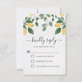 Botanische Waterverf Lemon en Greenery Wedding RSVP Kaartje (Voorkant)