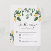 Botanische Waterverf Lemon en Greenery Wedding RSVP Kaartje (Voorkant / Achterkant)