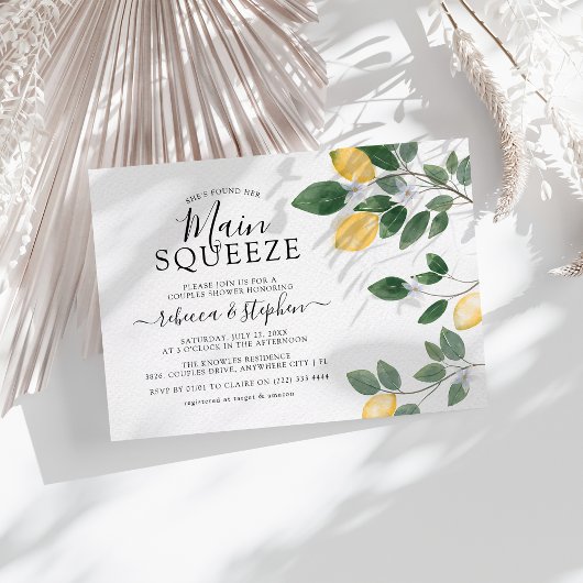 Botanische Waterverf Lemon Greenery Couple Shower Kaart