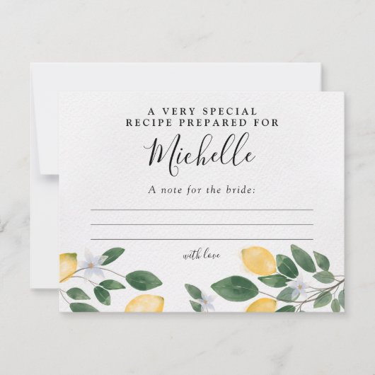Botanische Waterverf Lemon & Greenery Recipcard (Voorkant)
