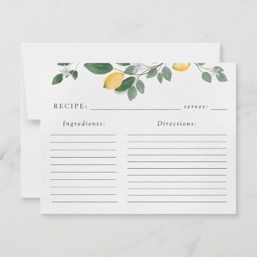 Botanische Waterverf Lemon & Greenery Recipcard (Achterkant)