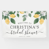 Botanische Waterverf Lemon Greenery Vrijgezellenfe Spandoek (Horizontaal)