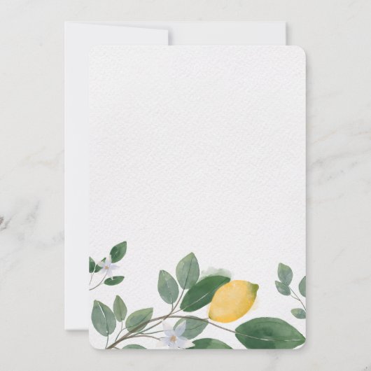 Botanische Waterverf Lemon & GreeneryBridal Brunch Kaart (Achterkant)