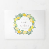 Botanische Waterverf Lemon Tree Summer Weddenschap Drieluik Uitnodiging (Cover)