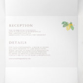 Botanische Waterverf Lemon Tree Summer Weddenschap Drieluik Uitnodiging (Binnenkant midden)