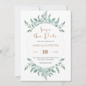 Botanische waterverf loof save the date kaart (Voorkant)