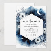 Botanische Waterverf Maanverlichte bruiloft Save The Date (Voorkant / Achterkant)