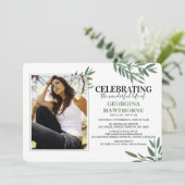 Botanische Waterverf Memorial Fotouitnodiging Kaart (Staand voorkant)