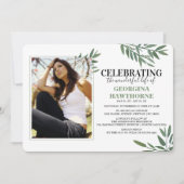 Botanische Waterverf Memorial Fotouitnodiging Kaart (Voorkant)