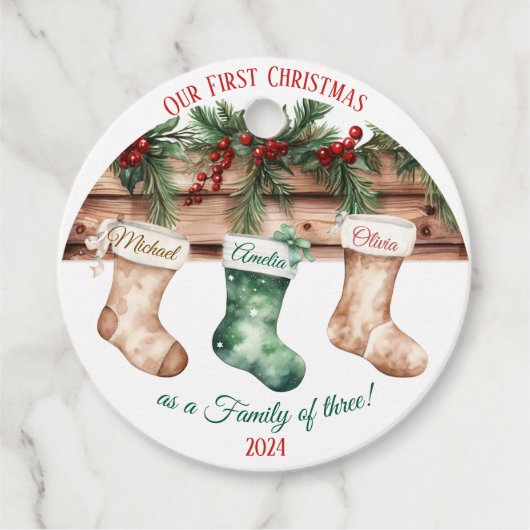 Botanische Waterverf met elegante kerst Bedankjes Labels (Voorkant)