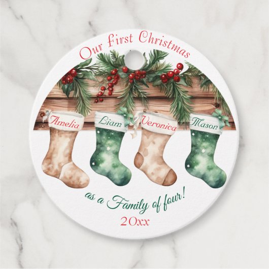 Botanische Waterverf met elegante kerst Bedankjes Labels (Voorkant)