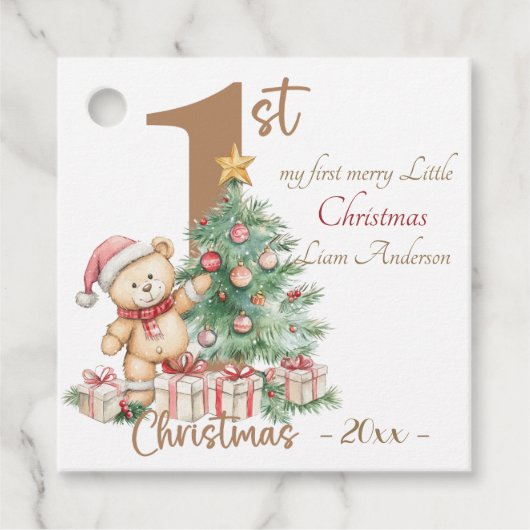 Botanische Waterverf met elegante kerst Bedankjes Labels (Voorkant)