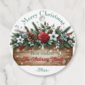 Botanische Waterverf met elegante kerst Bedankjes Labels (Achterkant)