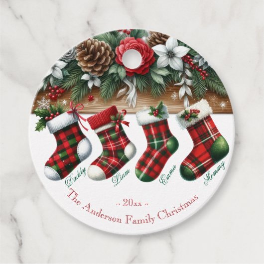 Botanische Waterverf met elegante kerst Bedankjes Labels (Voorkant)