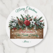 Botanische Waterverf met elegante kerst Bedankjes Labels (Achterkant)