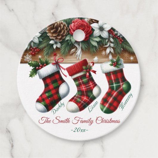 Botanische Waterverf met elegante kerst Bedankjes Labels (Voorkant)