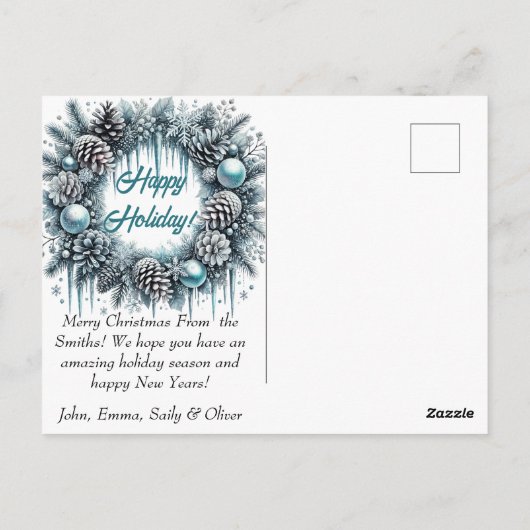 Botanische Waterverf met elegante kerst Briefkaart (Achterkant)