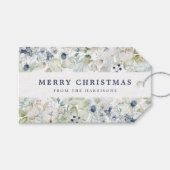 Botanische Waterverf met elegante kerst Cadeaulabel (Voorkant (Horizontaal))