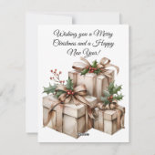 Botanische Waterverf met elegante kerst Feestdagenkaart (Achterkant)