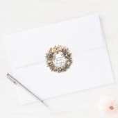 Botanische Waterverf met elegante kerst Ronde Sticker (Envelop)